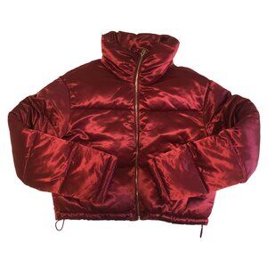 Avec Les Filles Satin Puffer Jacket M Red Glam Dark Romantic